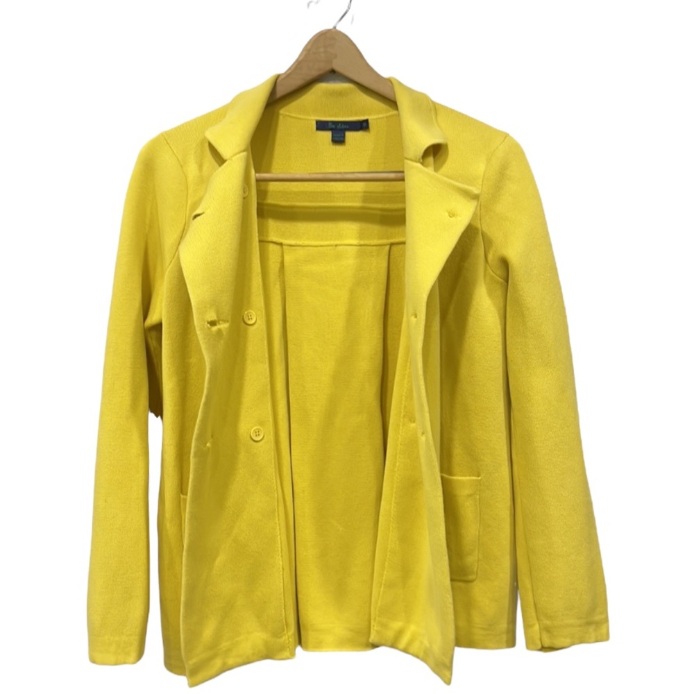 Boden Women's Yellow Double Breasted Knit Blazer Sz 12 - Picture 4 of 7